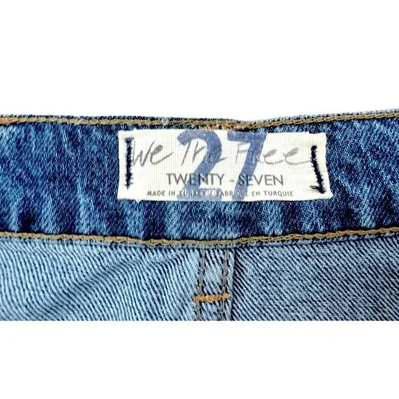 NWT FREE PEOPLE( We THE FREE) Mid Rise Distressed Pockets Denim Skirt Size 4 - Picture 4 of 8